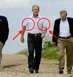 Underarm irritation source of late president George W. Bush's peculiar walking posture